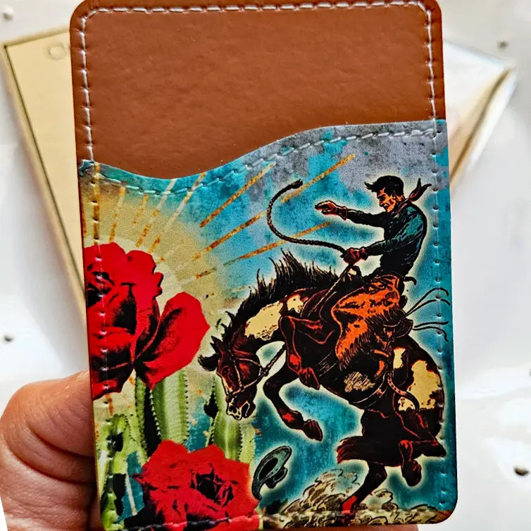Cactus Rose Cowboy Phone Wallet Card Holder