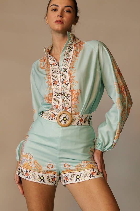 Paisley Boxy Shorts w/Belt