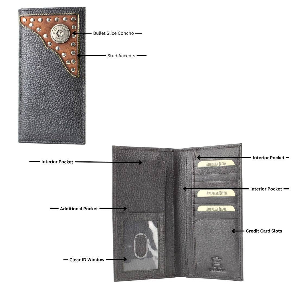 Western Stud Rodeo Wallet with Bullet Slice Concho