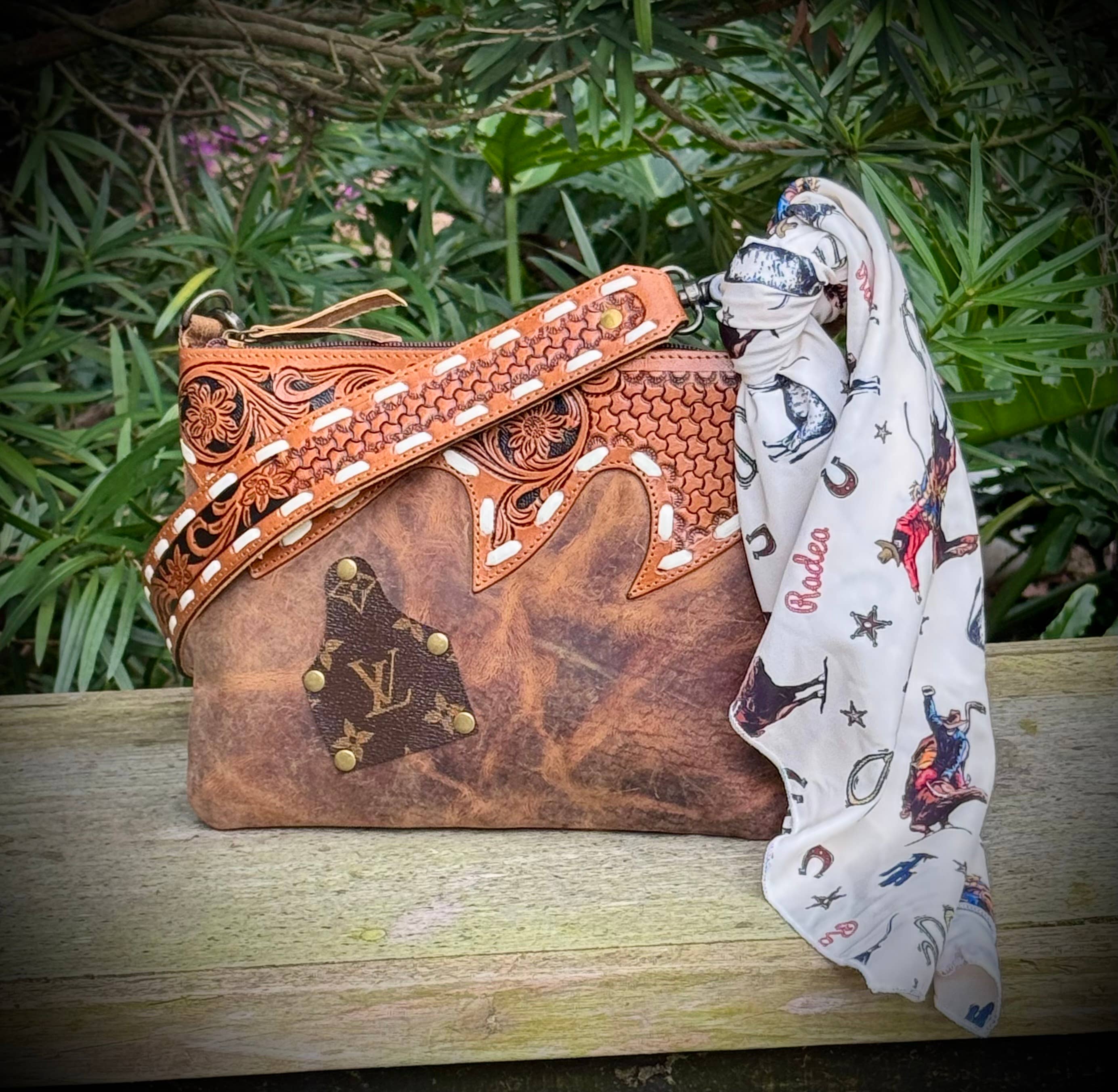 Upcycled LV Leather Crossbody Bag