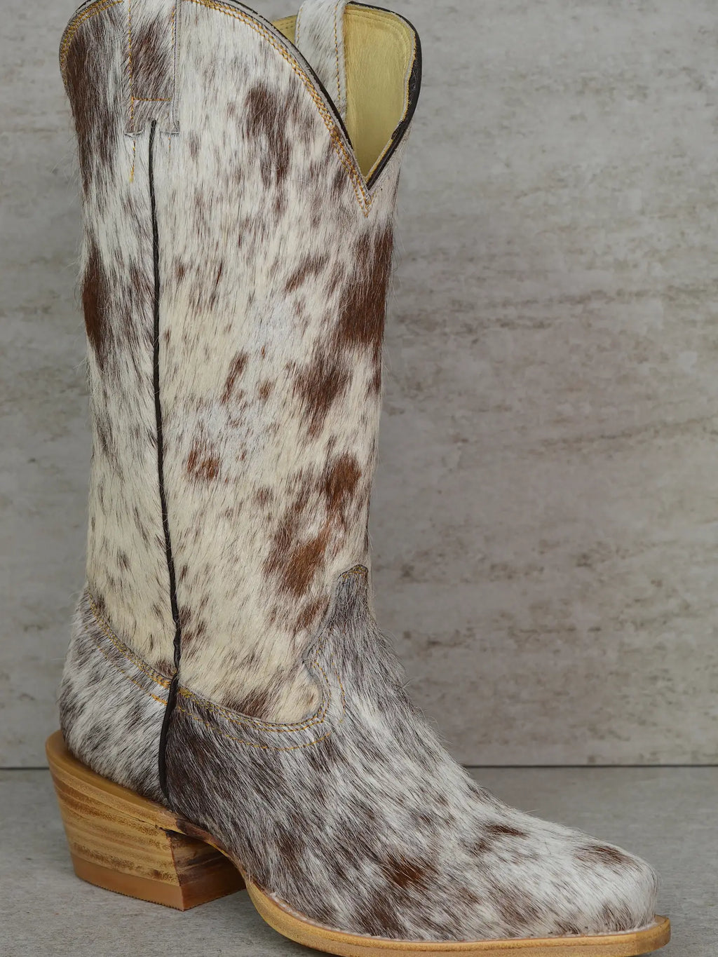 Claire Classic White and Black Speckle Cowboy Boots