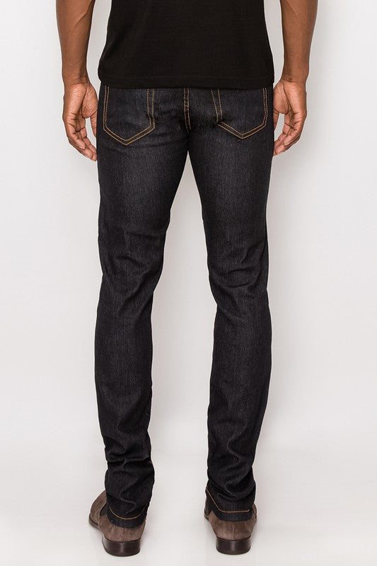 Skinny Fit Raw Denim Jeans-Black