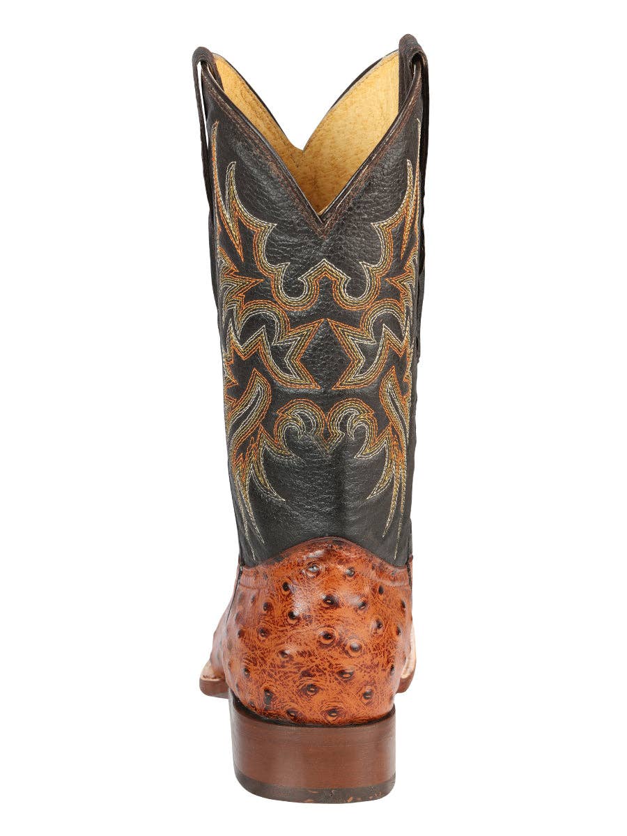 Imitation Ostrich Leather boots - Cognac