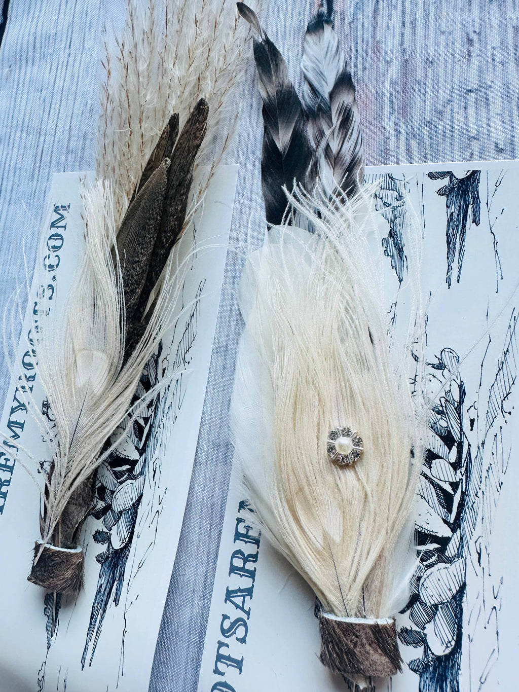 Mixed Feather Hat Pins