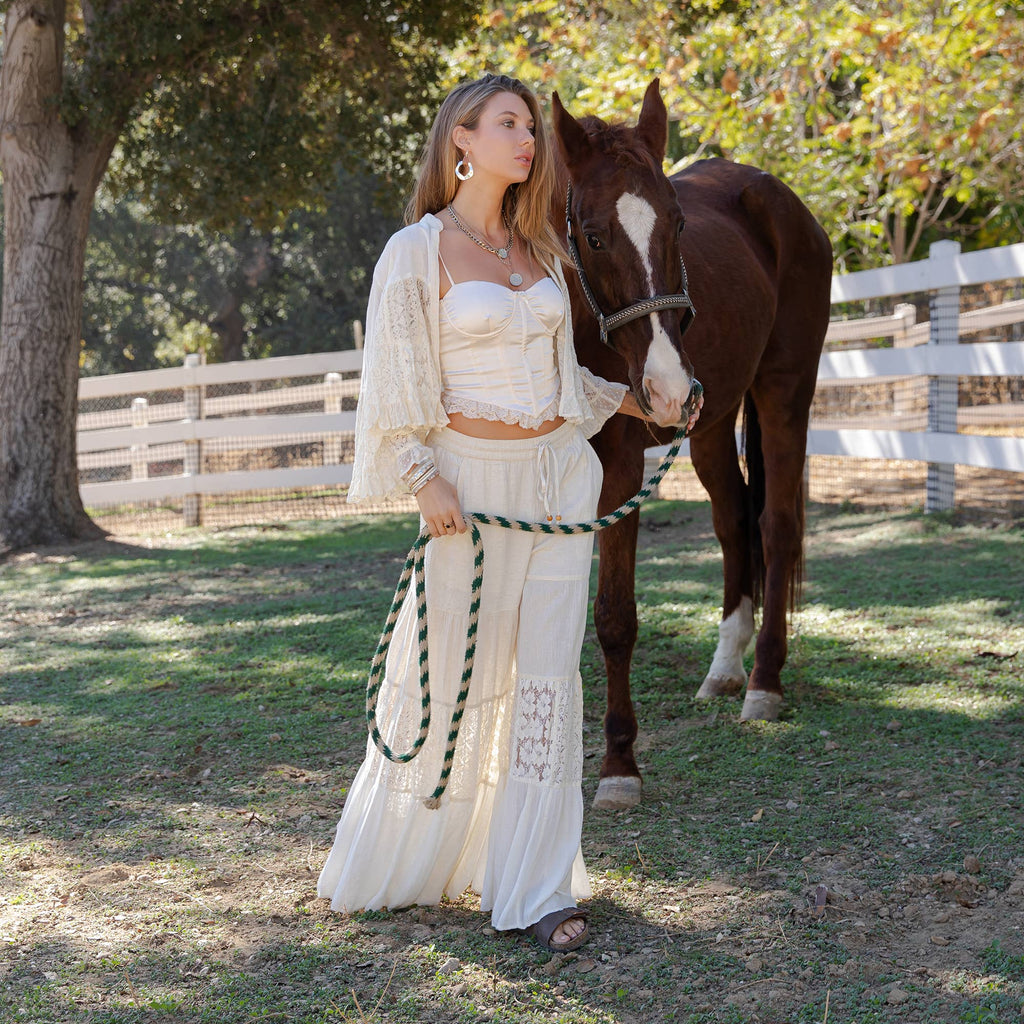 Boho Lace Shrug & Patchwork Pant Set