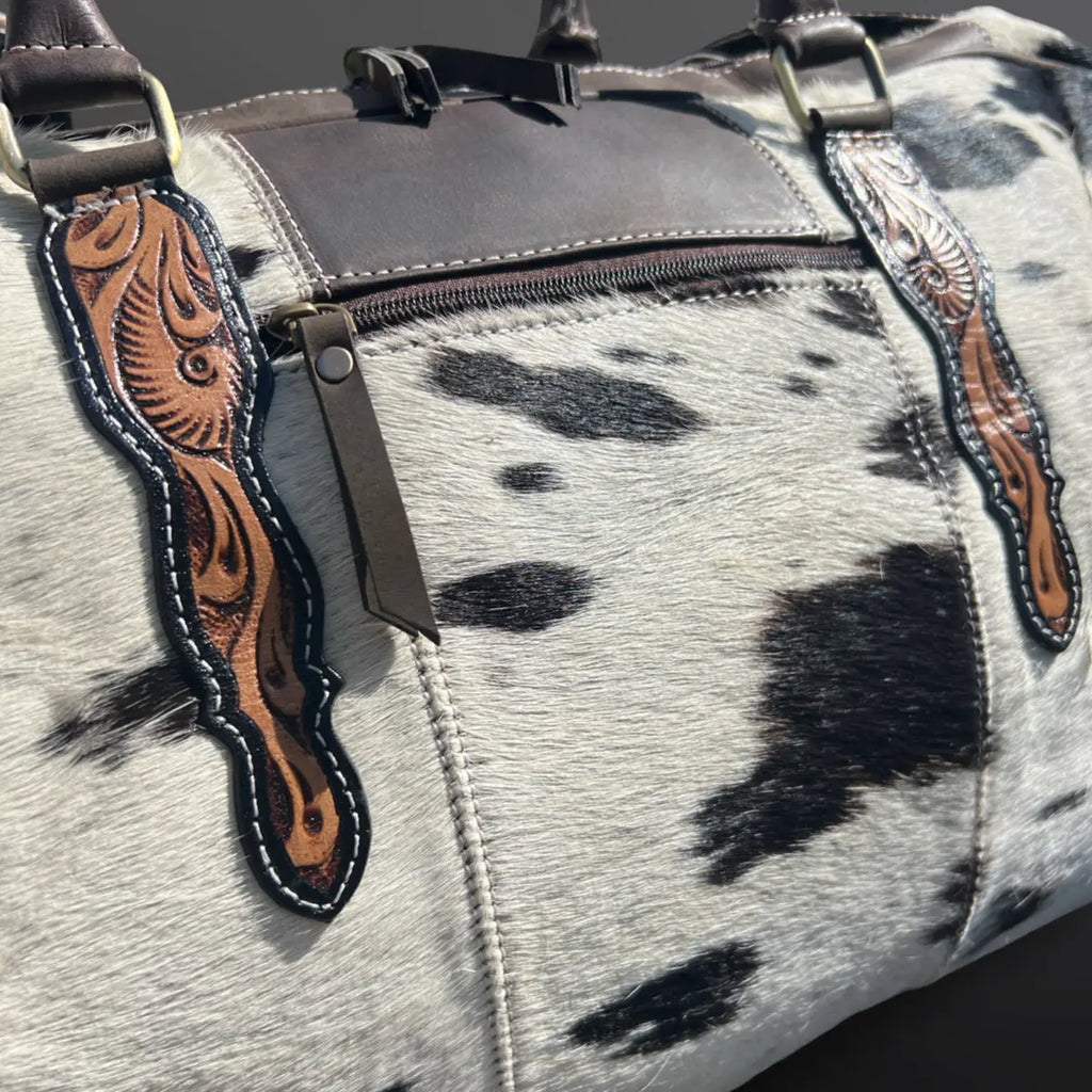 Duffle Bag - Cowhide and Tooled Leather