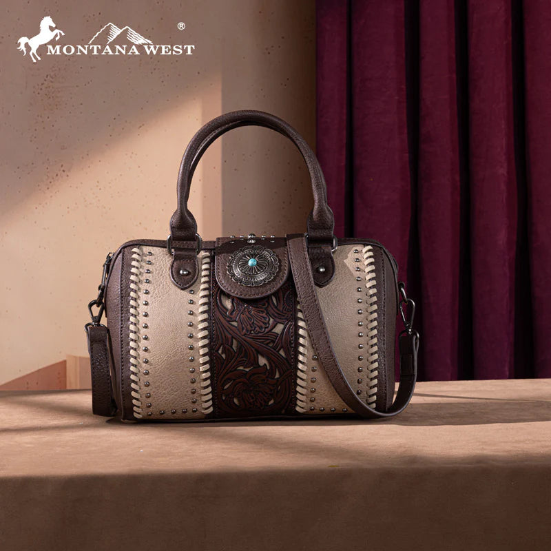 Montana West Tooled Concho Barrel Bag/Crossbody