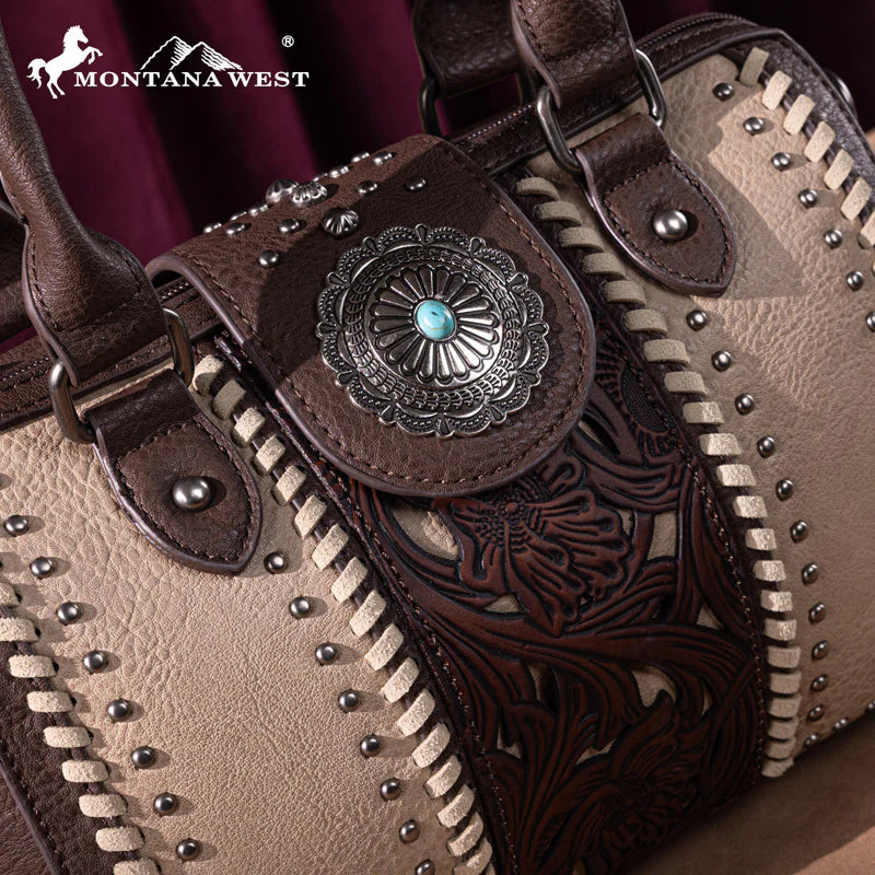 Montana West Tooled Concho Barrel Bag/Crossbody