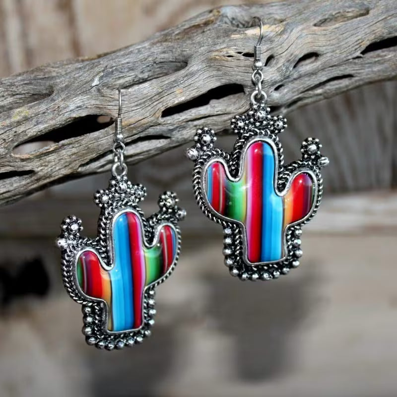 Serape Cactus Earrings