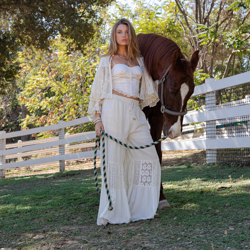 Boho Lace Shrug & Patchwork Pant Set