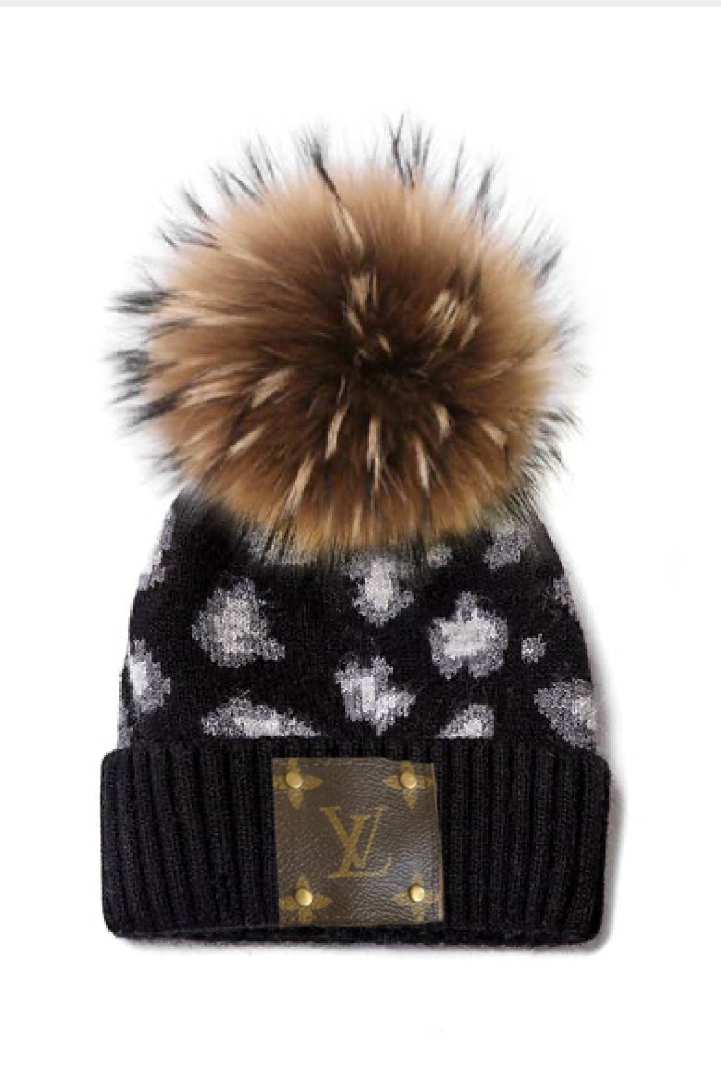 Upcycled Cashmere Blend Leopard Beanie