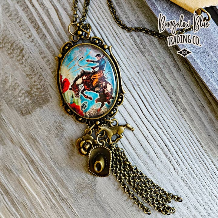 Cactus Rose Cowboy Tassel Necklace