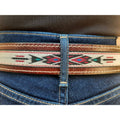 Western Leather Carved Belt - Aztec - Brown Leather
