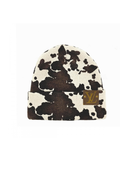 Upcycled Cow Print Beanie