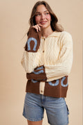 HORSESHOUE CABLE SWEATER CARDIGAN