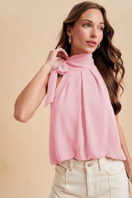 Halter Tie Neck Bubble Sleeveless Top