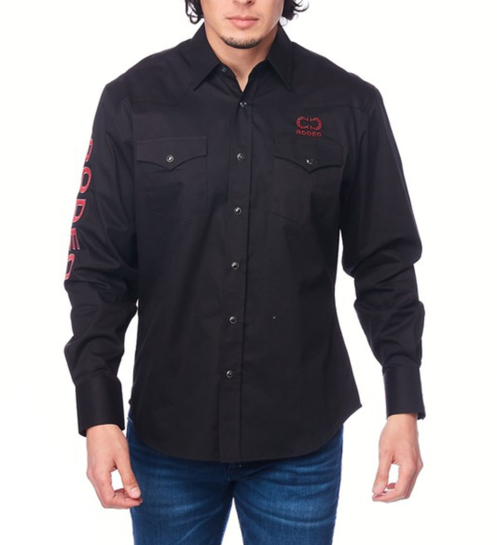 Rodeo Embroidered Snap Blk