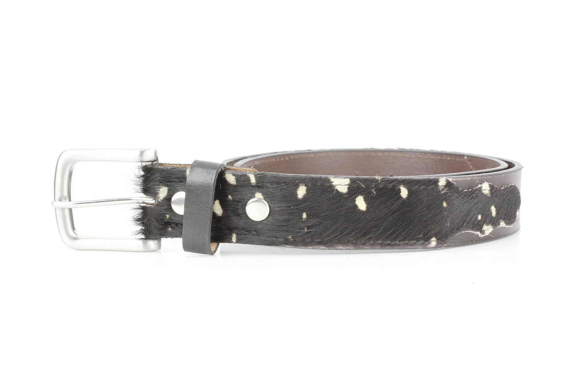 Black Hair-on-Hide Patch Leather Belt