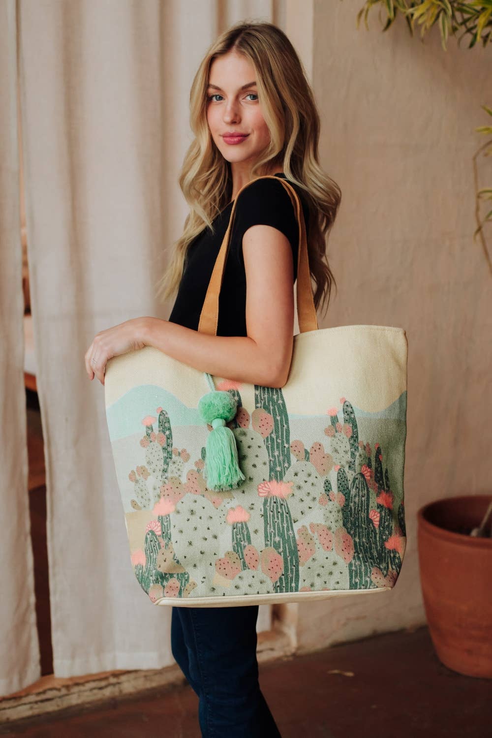 Ivory Cactus Landscape Tote