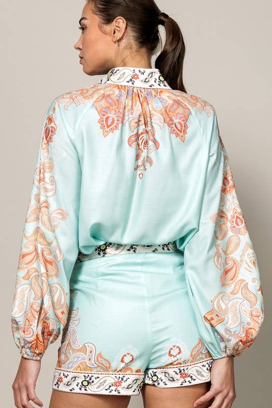 Paisley Boxy Shorts w/Belt