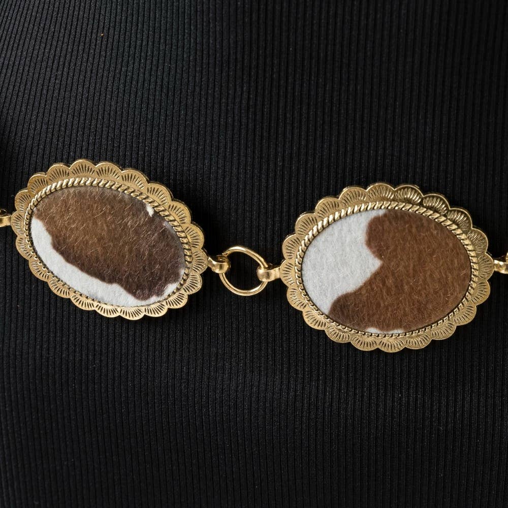 Western Cowhide Disc Chain Belt