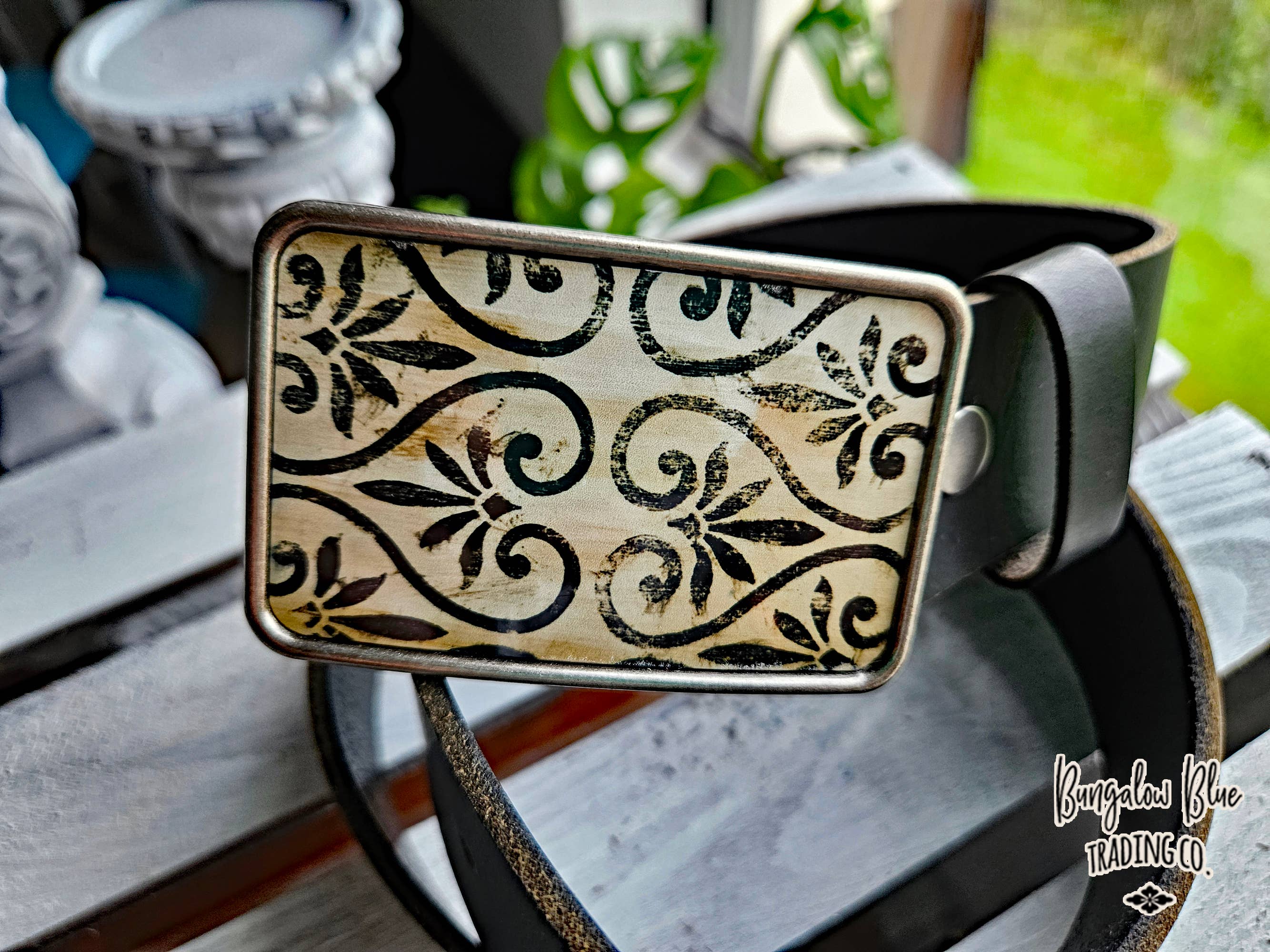 Sepia Scroll Belt Buckle