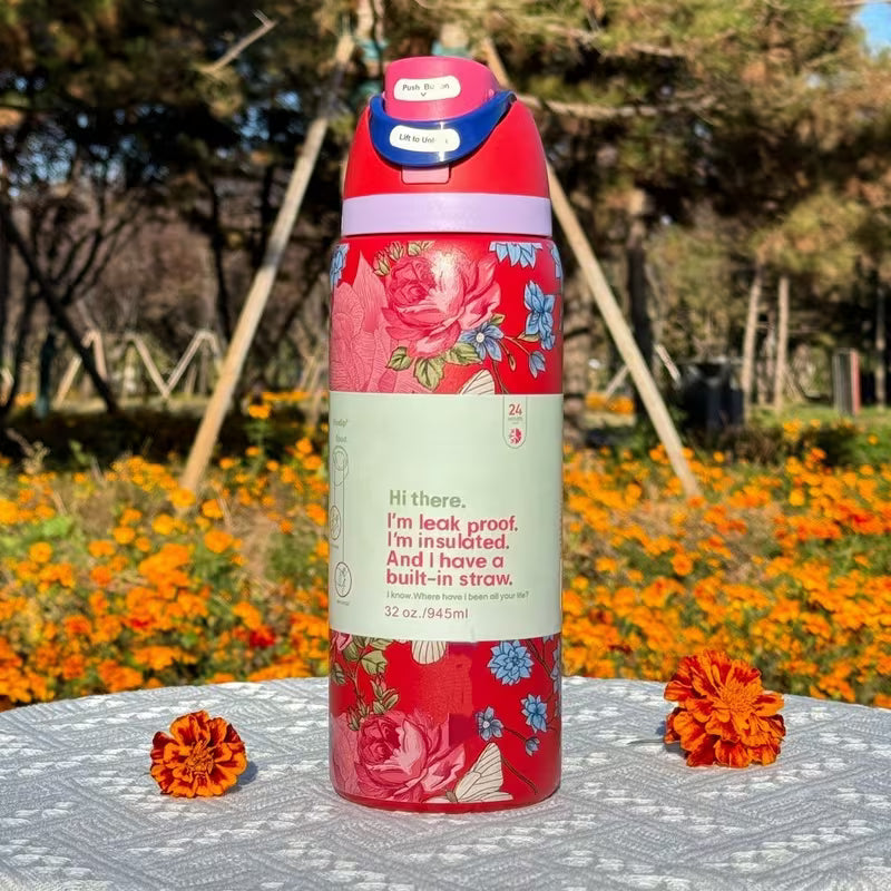 Owala 32oz Red Flowers