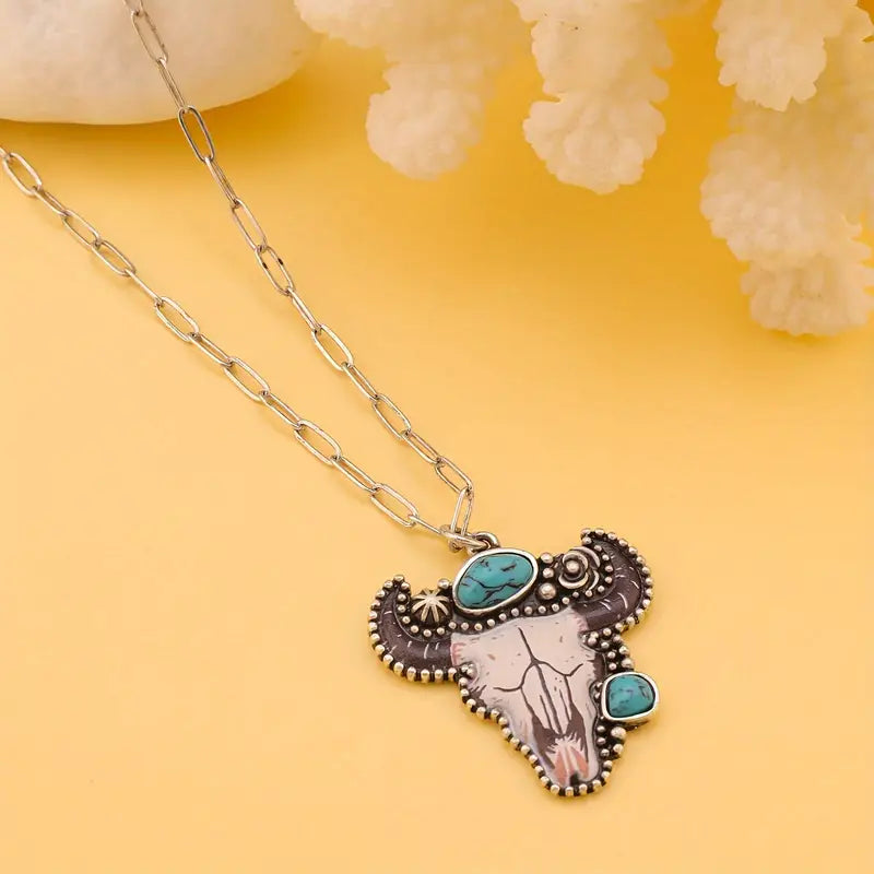 Printed Cow Head Necklace