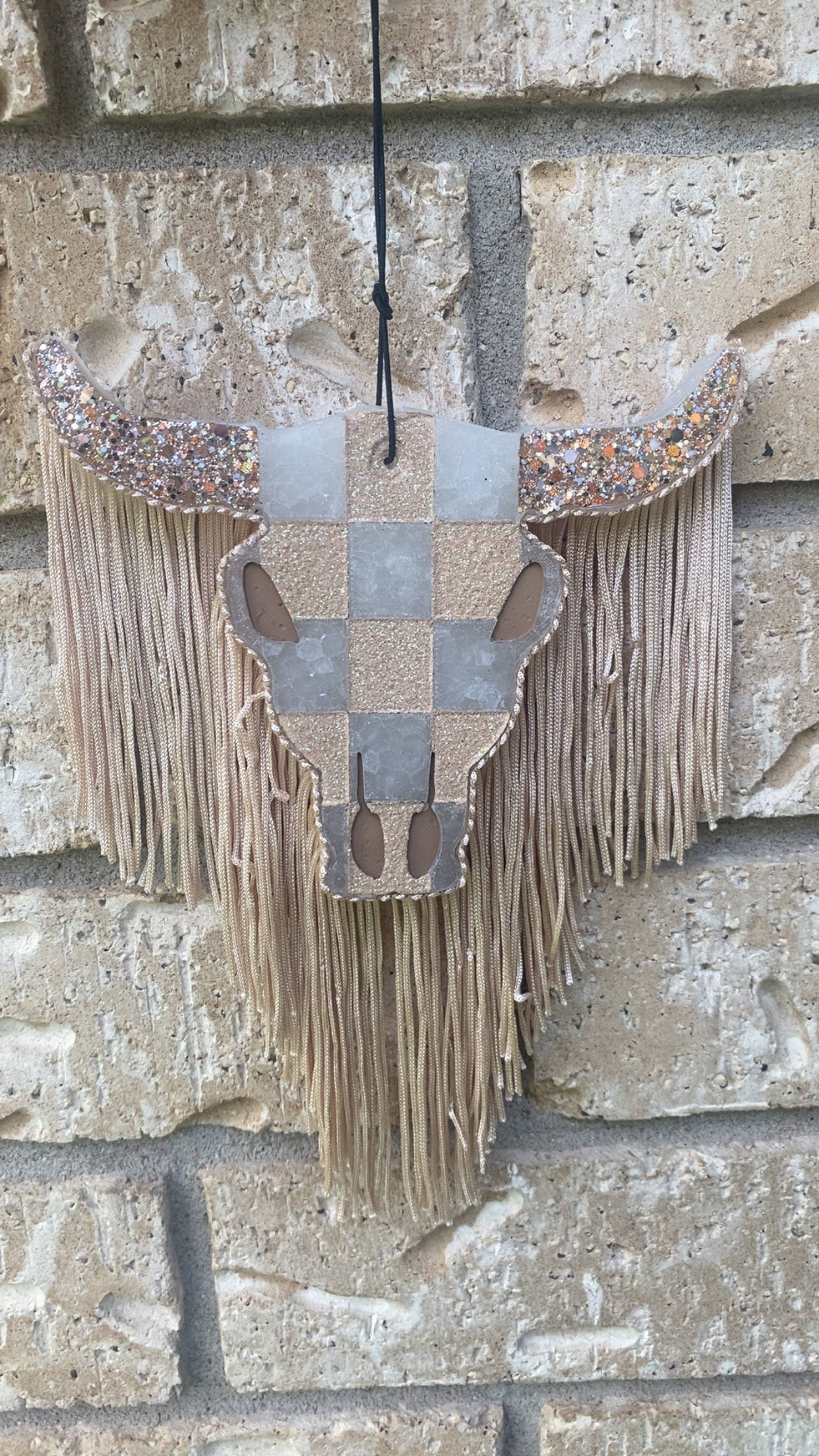 Checkered Bull Skull Freshie