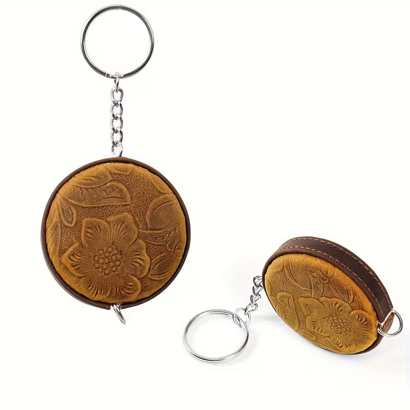 Tooled Leather Mini Measuring Tape