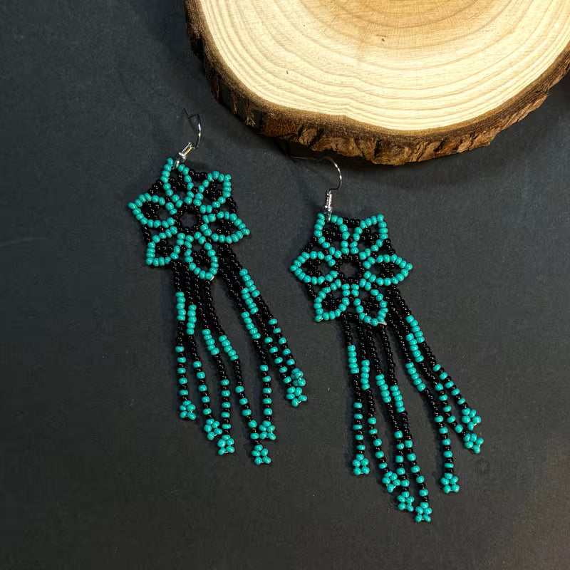 Beaded Hollow Tassel Earrings