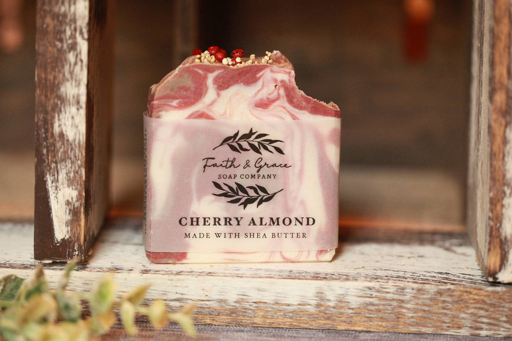 Cherry Almond Artisan Bar Soap, Luxury Shea Butter, 4.5 oz.