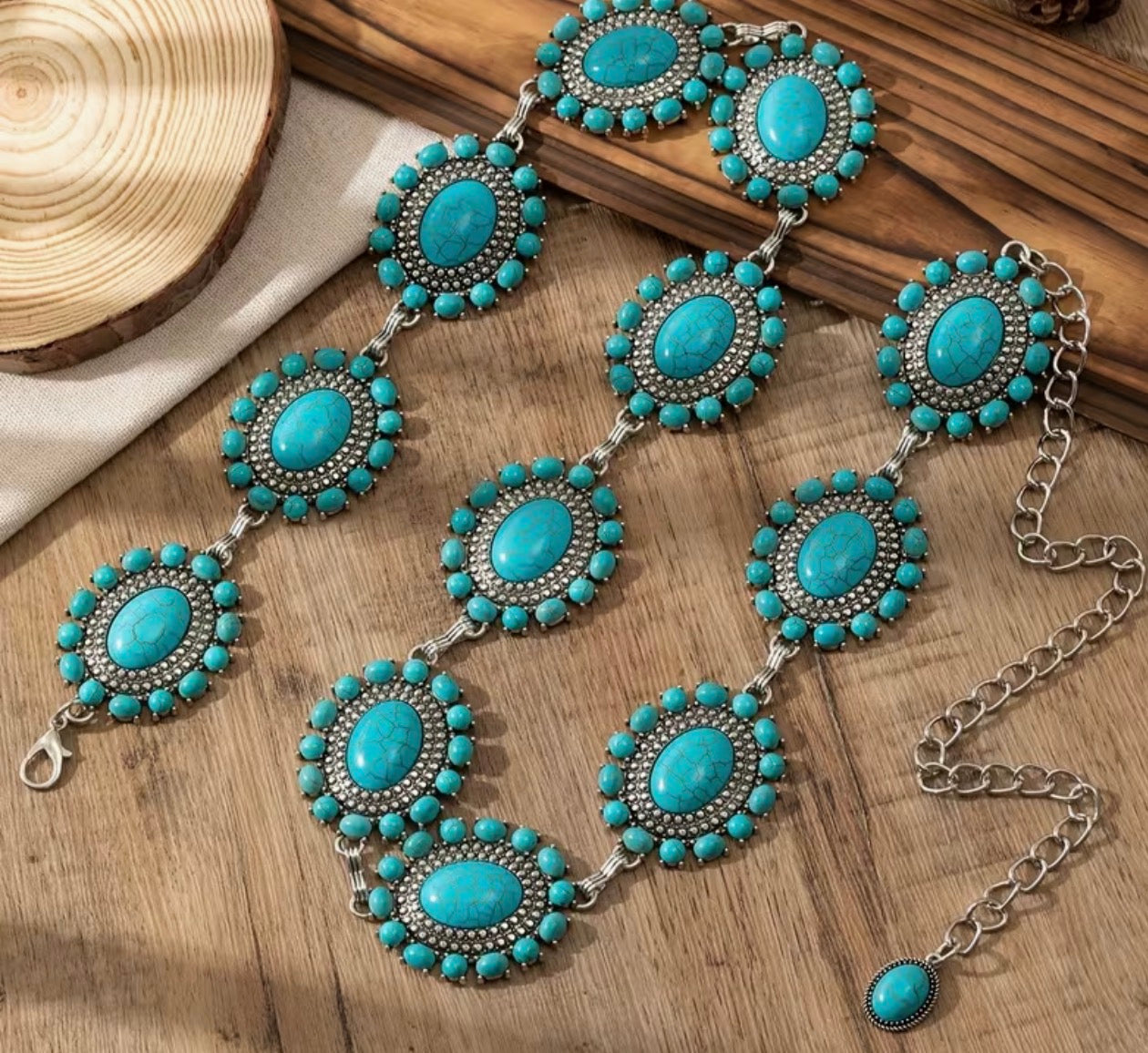 Denim Lace Chain Belt