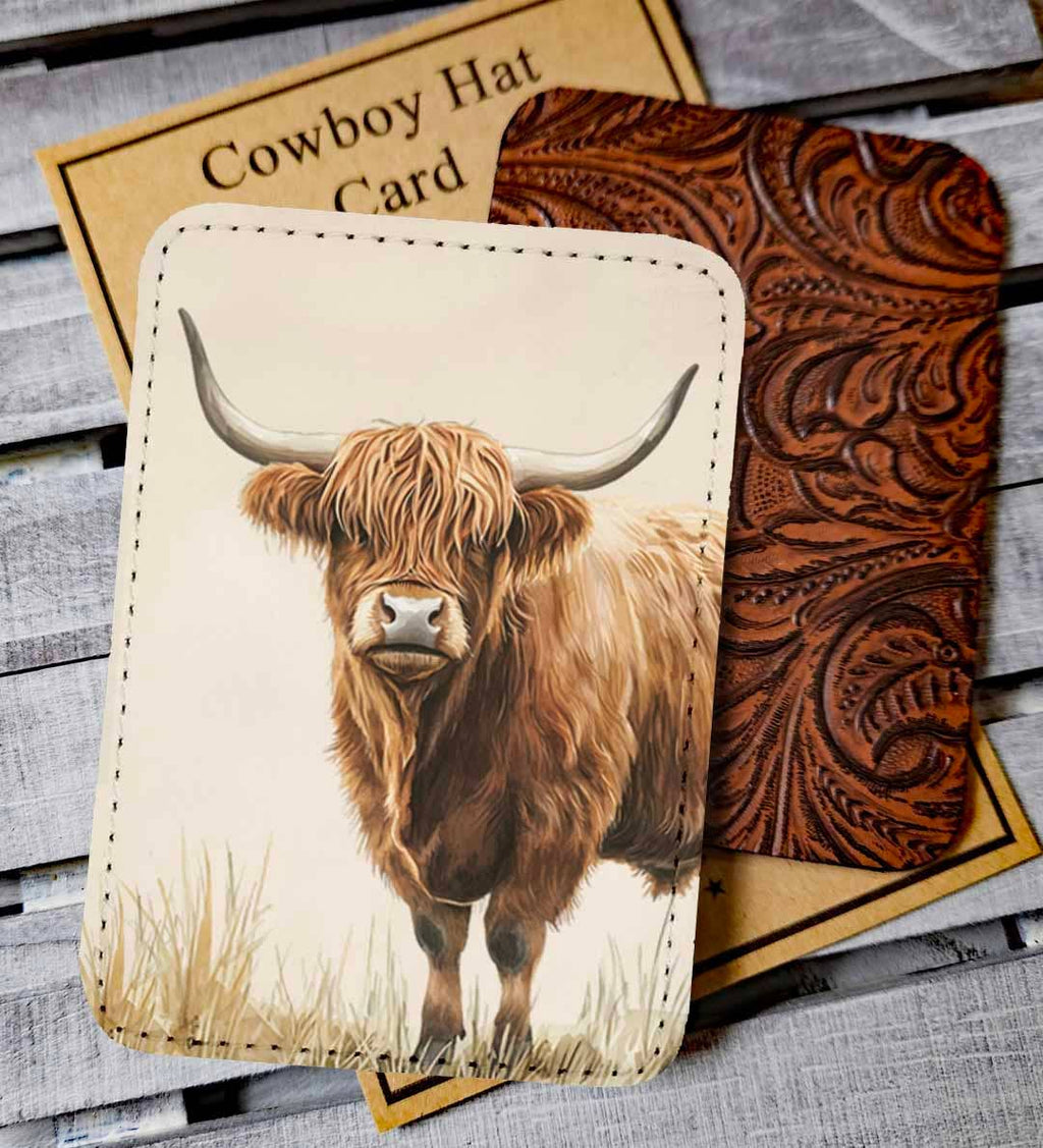 Highland Cow Cowboy Hat Card - Hat Bar Accessory