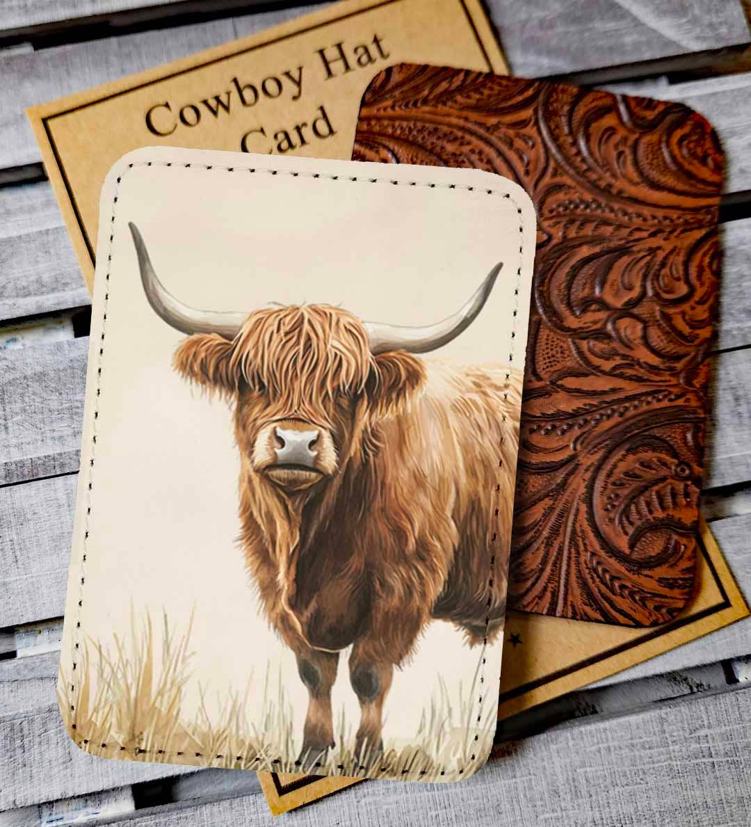 Highland Cow Cowboy Hat Card - Hat Bar Accessory