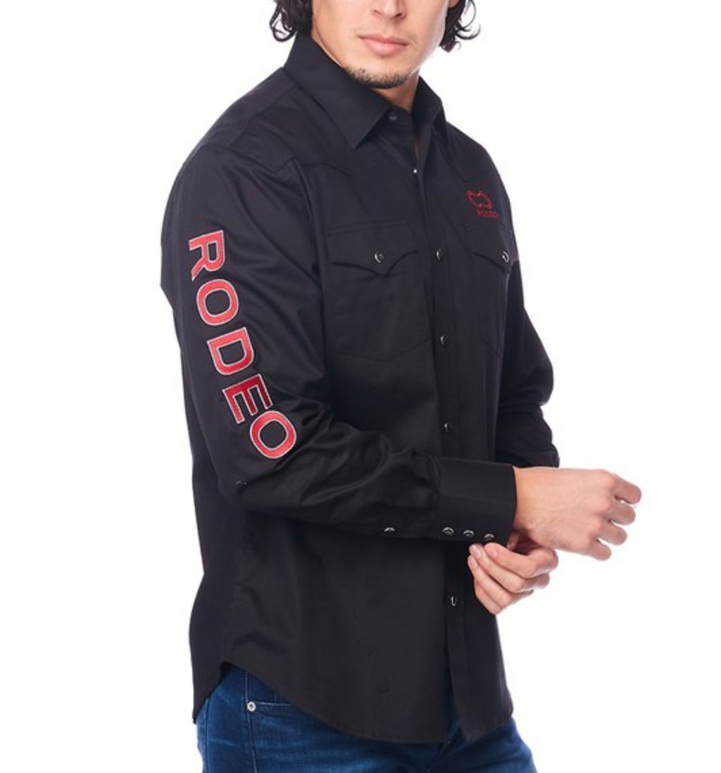 Rodeo Embroidered Snap Blk