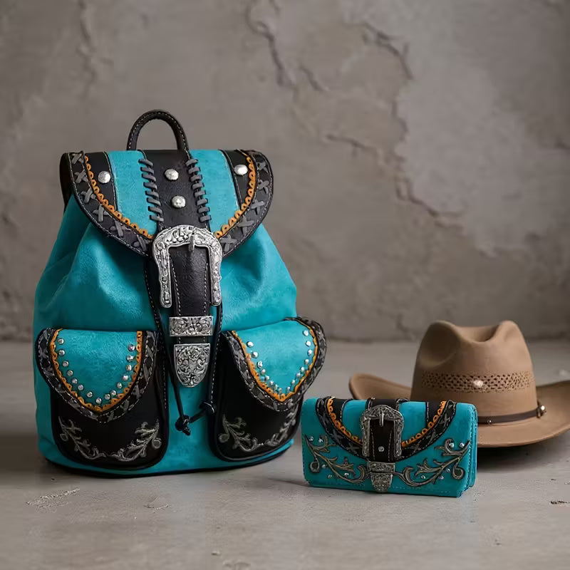 Studded Backpack and Wallet Set