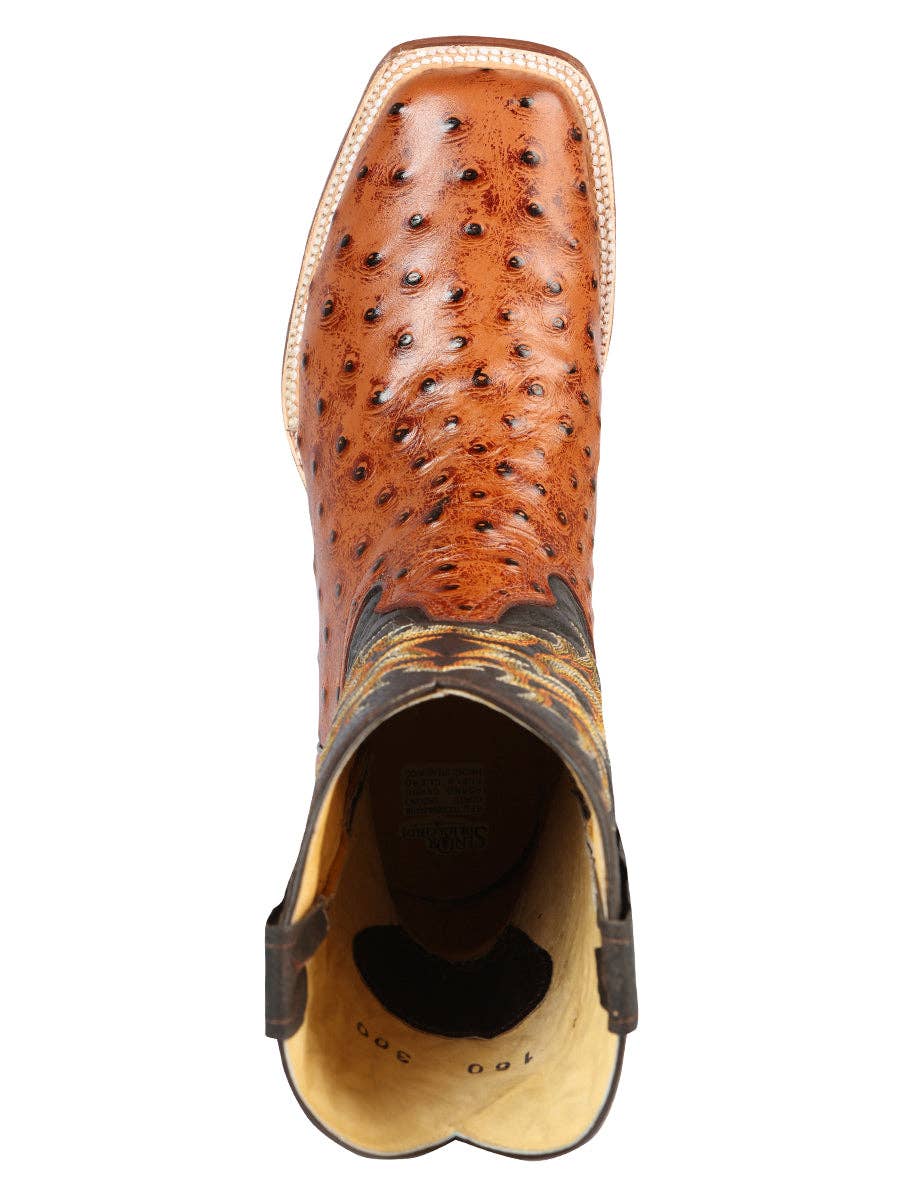 Imitation Ostrich Leather boots - Cognac