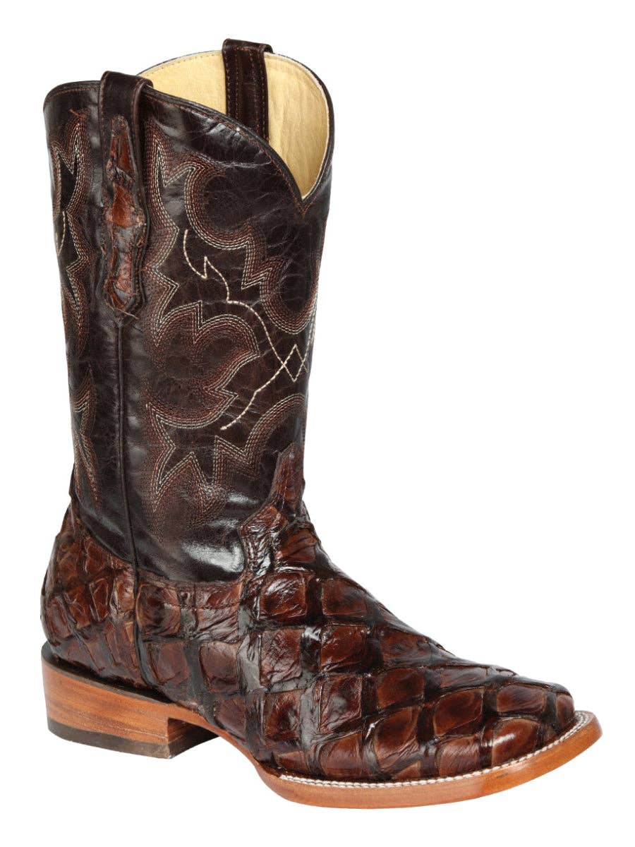 Exotic Monster Fish Rodeo Boots - Brown