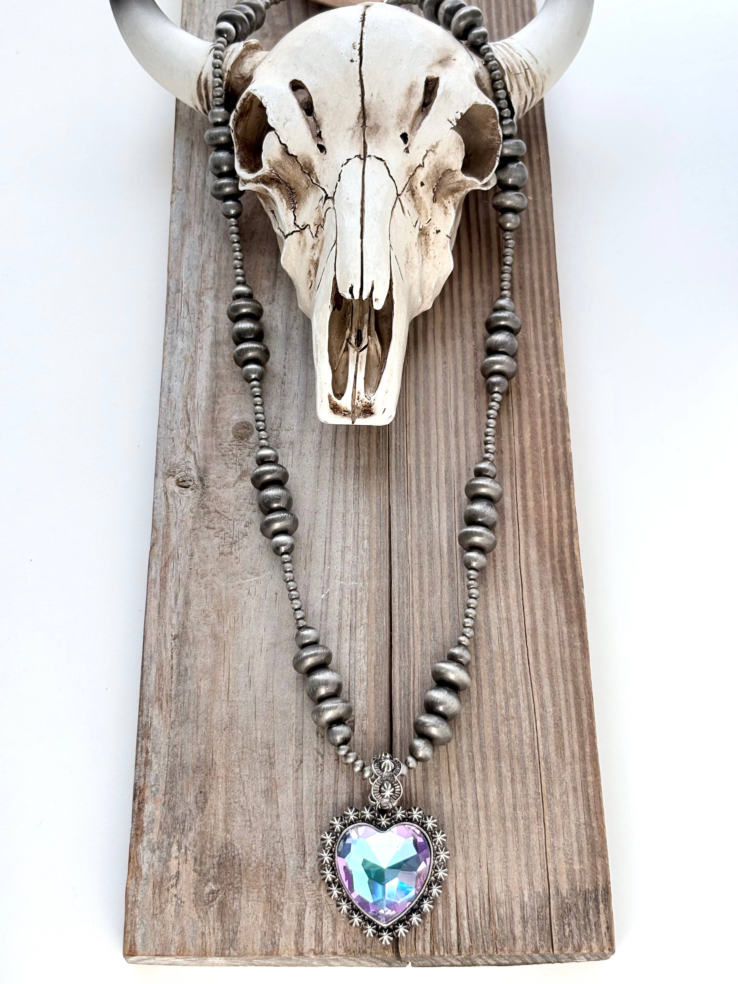 Western Style Navajo Pearl Turquoise Heart Pendant Necklace