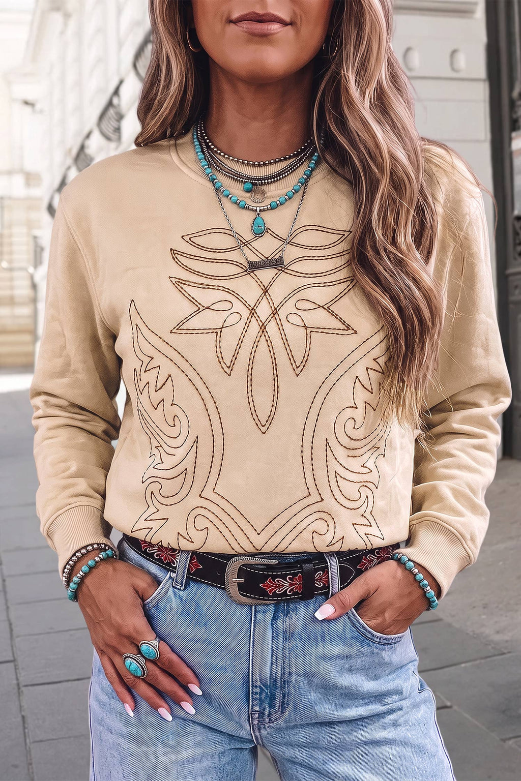 Embroidered Pullover Sweatshirt