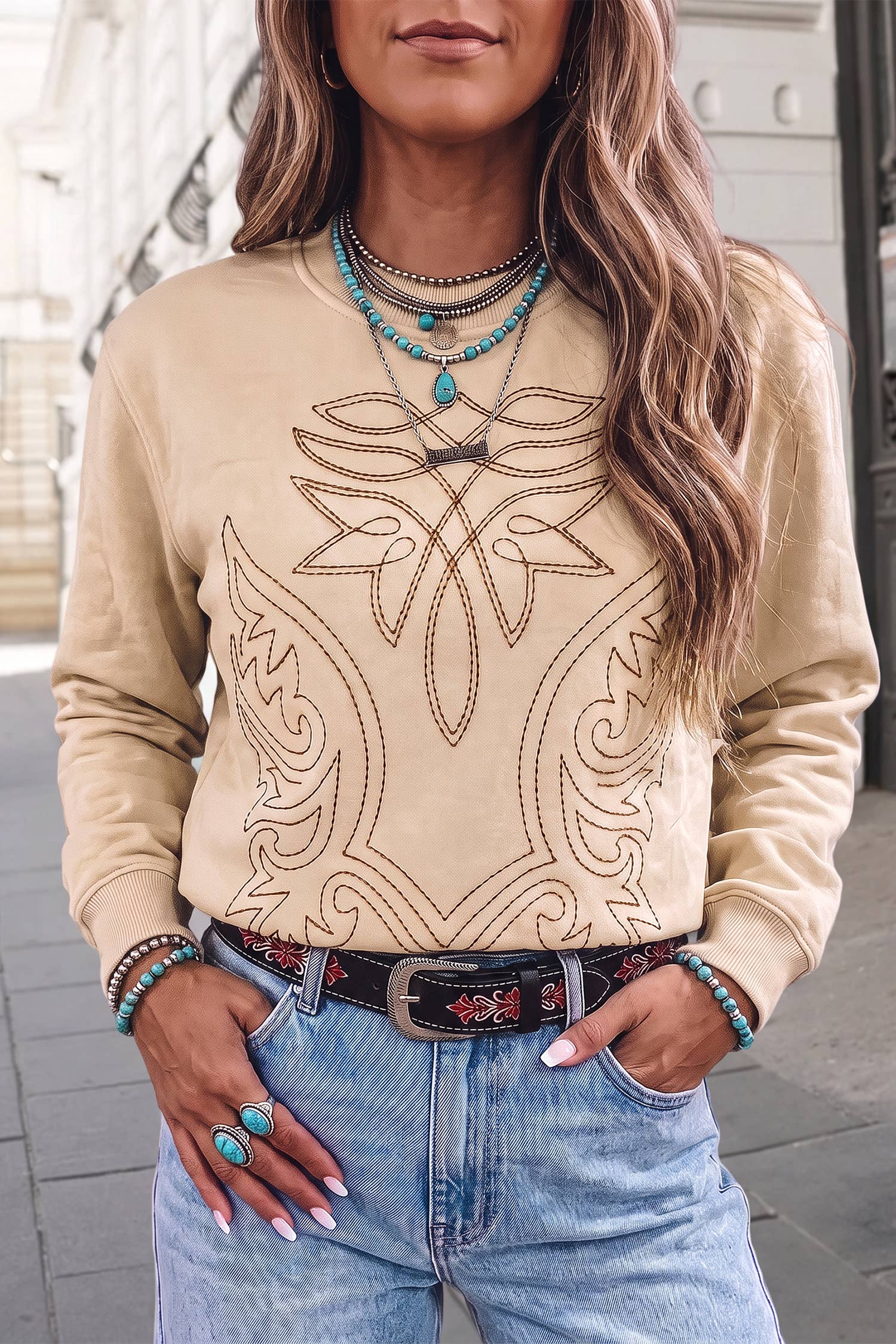 Embroidered Pullover Sweatshirt