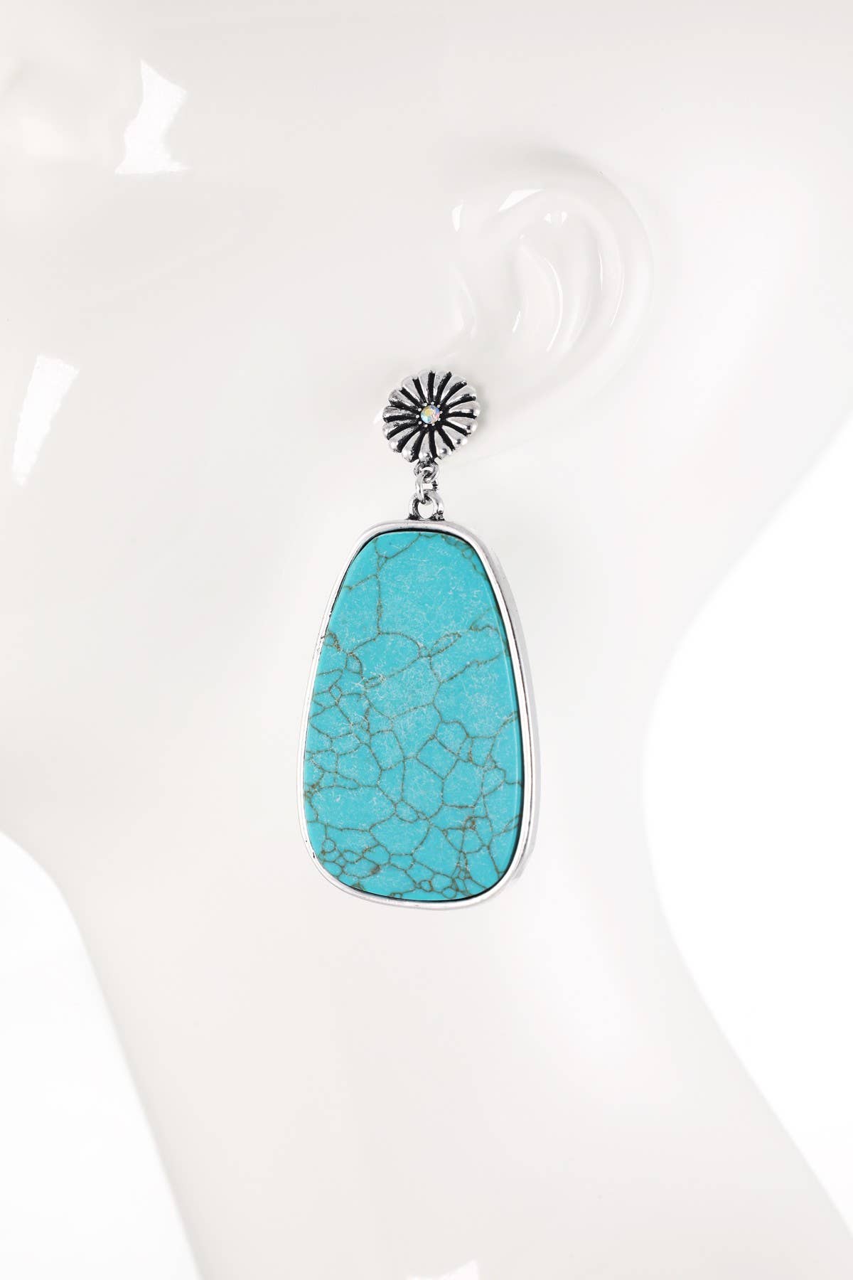 Large Turquoise Slab Concho Drop Earrings