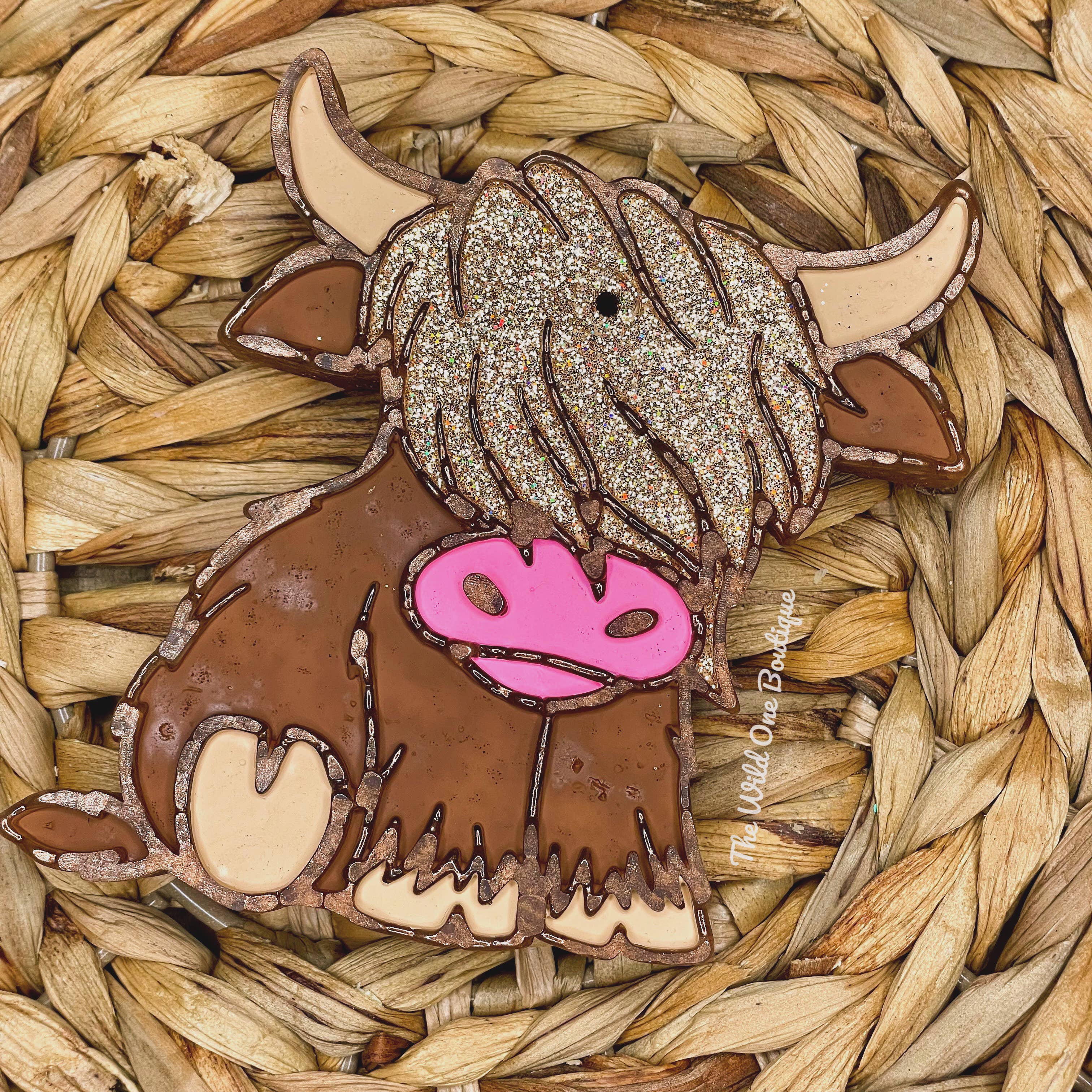 Gold Highland Cow Car Freshie