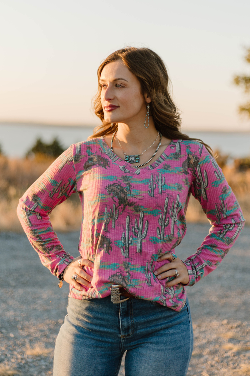 Blush & Broncs Top