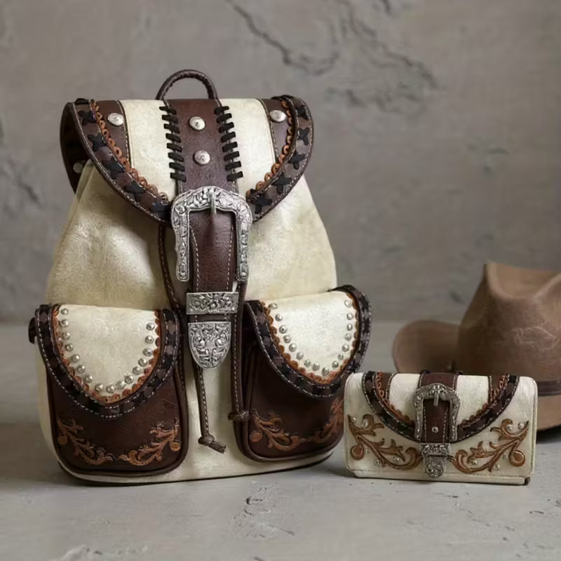 Studded Backpack and Wallet Set