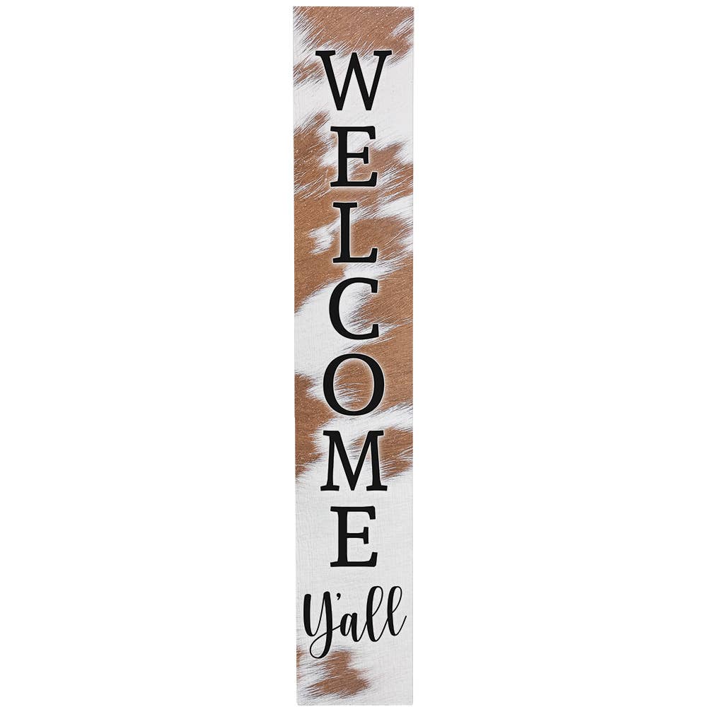 Welcome Y'all Cowhide - Porch Boards