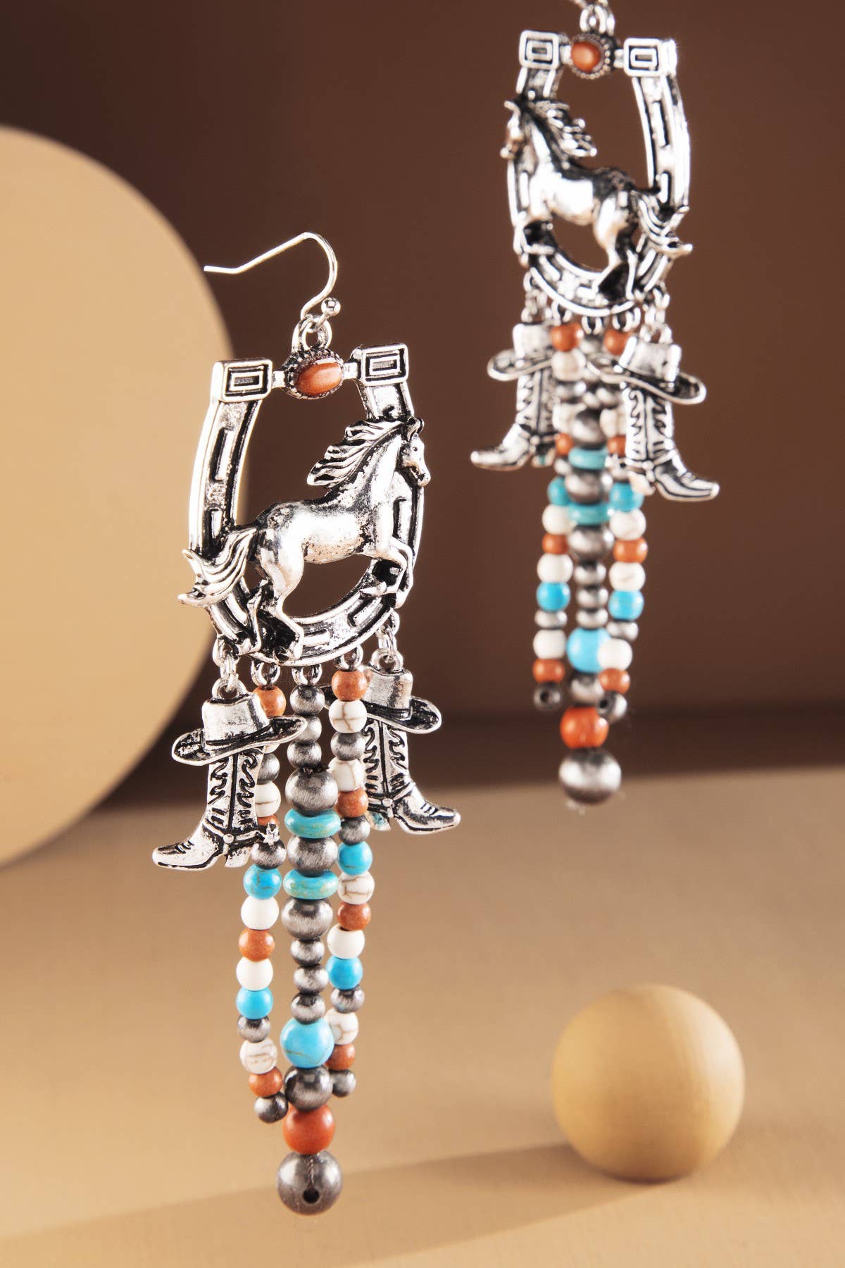 Stone Horse Fringe Earrings