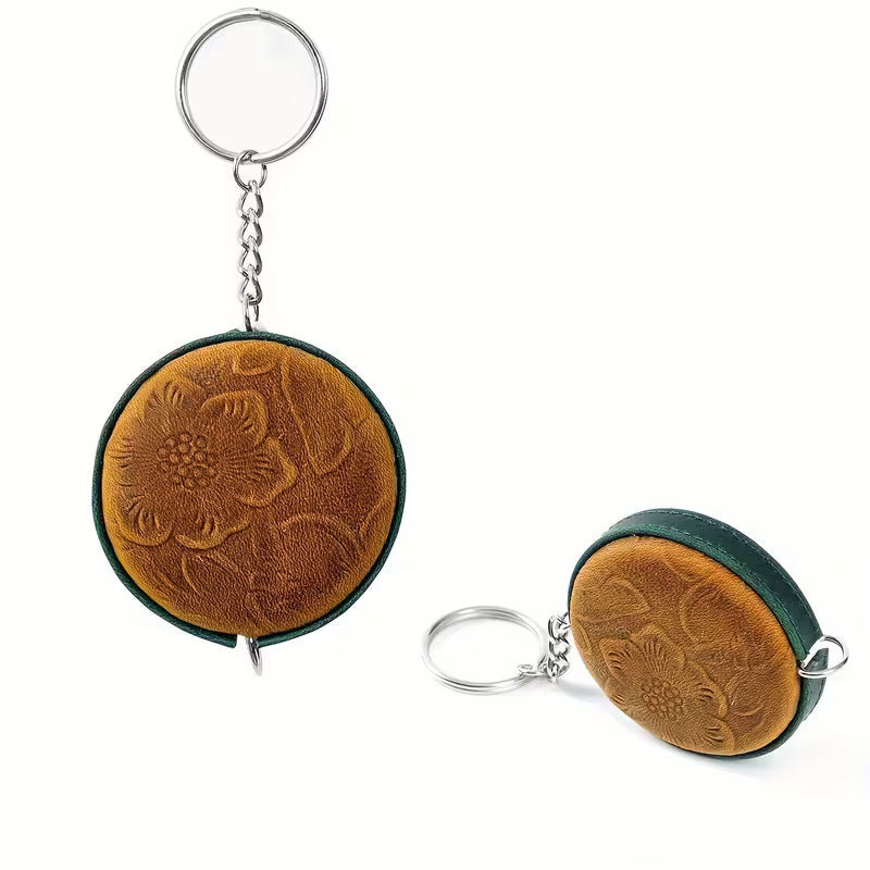 Tooled Leather Mini Measuring Tape