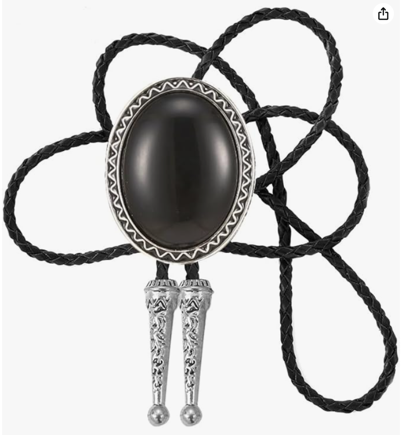Cowboy Oval Onyx Bolo Tie